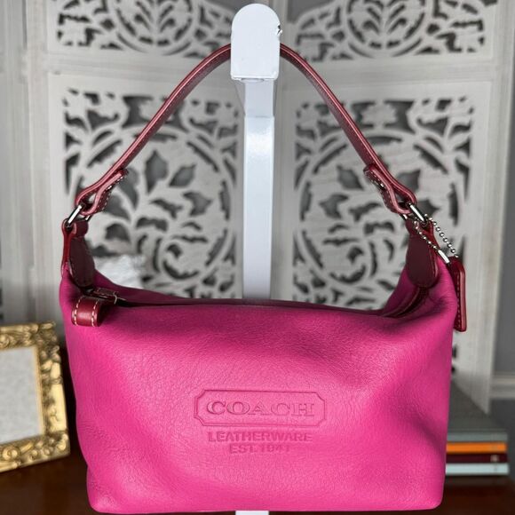 Coach Est. 1941 Leatherwear Mini Shoulder Baguette Bag Pink Leather - Picture 1 of 8